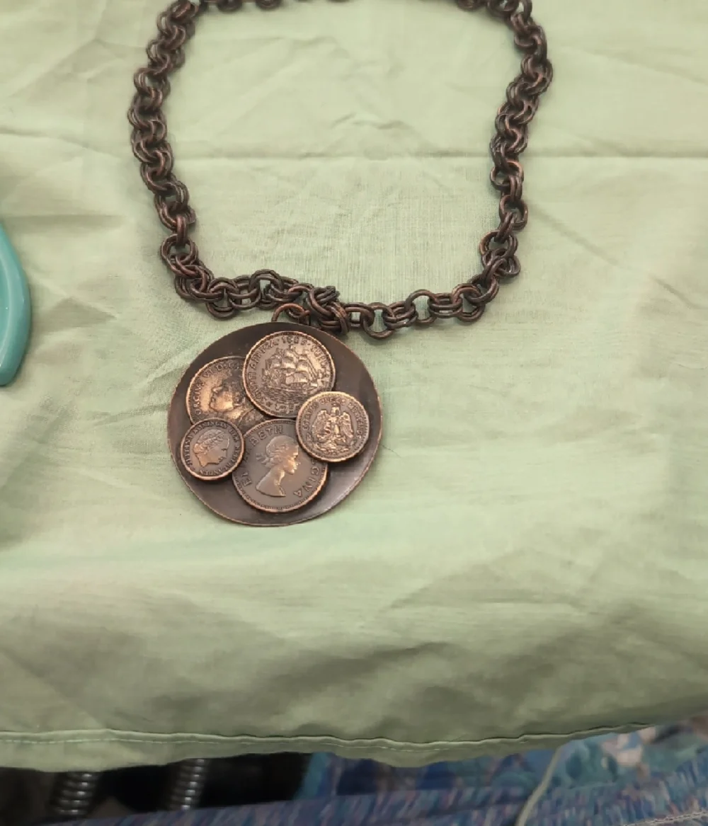 Men's Coin Pendant Necklace in Dark Bronze Finish - Picture 2 of 5